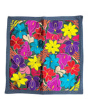Mexican Gray Floral Embroidered Pillow Cover