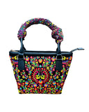 Jalapa Black Handbag with Multicolor Embroidery