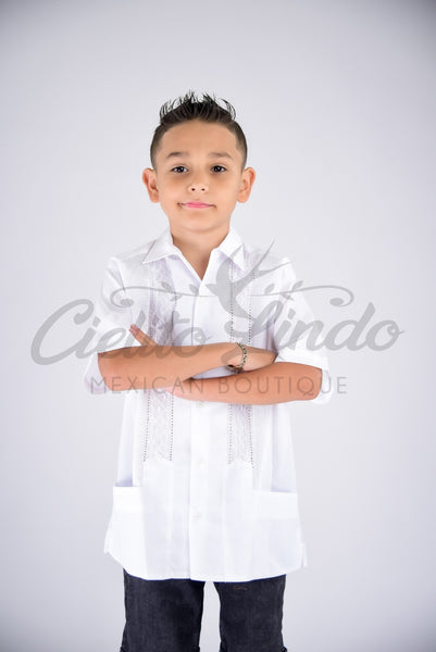 Mexican Guayabera for Babies & Boys White
