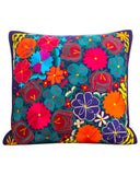 Mexican Purple Floral Embroidered Pillow Cover