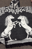 Unisex Mexican Poncho Horses Black