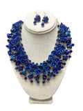 Handmade Ixtle Necklace & Earrings Royal Blue