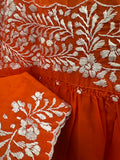 San Antonino Mexican Blouse 3/4 Sleeve Lavender Orange
