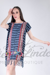 Handmade Loom Huipil Dress Black Blue