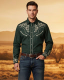 Western Cowboy Green Ivory Shirt