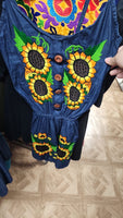 Mexican Embroidered Denim Romper
