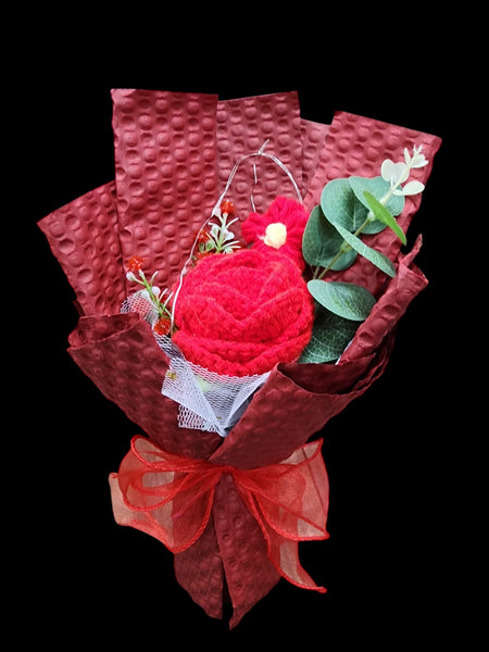 Crochet Red Rose Bouquet