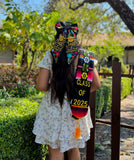 Mexican Floral Embroidered Graduation Stole Class of 2025 Black
