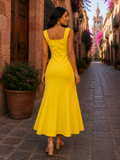 Mexican Yellow Embroidered Maxi Dress Santa Lucia