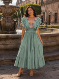 Magdalena Loomed Maxi Dress Green
