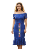 Lucia Mexican Bodycon Dress Royal Blue