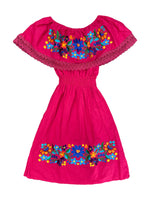 Mexican Girl Florecitas Dress Hot Pink