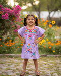 Mexican Puebla Dress for Girls Lilac