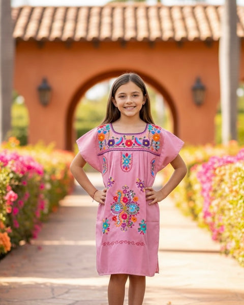 white christmas dresses Mexican Chiapaneca Dress for Girls White – Cielito Lindo main image 1