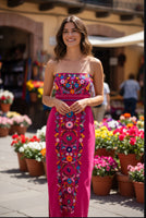 Sara Mexican Strapless Dress Hot Pink