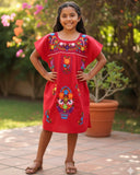 Mexican Puebla Dress for Girls Red - Cielito Lindo