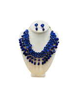 Handmade Ixtle Necklace & Earrings Royal Blue