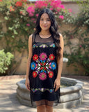 Teresa Embroidered Mexican Dress Black