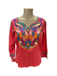 Peacock Blouse Coral