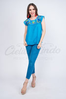 Yaritza Mexican Blouse Blue