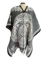 Unisex Mexican Poncho Moctezuma & Aztec Calendar