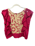 Jalapa Embroidered Crop Top Burgundy and Beige