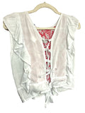 Jalapa Embroidered Crop Top White and Red