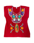 Lady of Guadalupe with Flowers Top Red