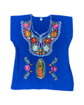 Lady of Guadalupe with Flowers Top Royal Blue