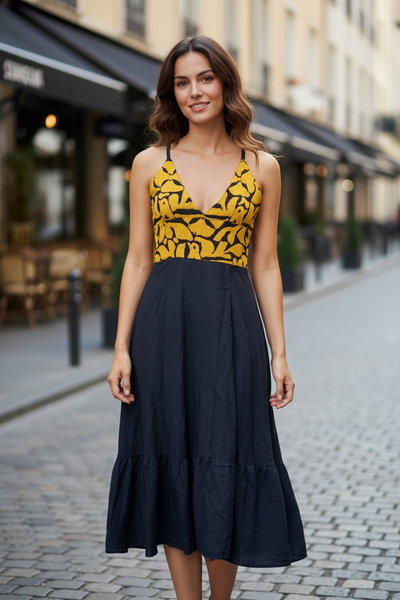 Aurora Dress Black Yellow