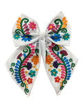 Floral Embroidered Hair Bows