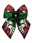 Tricolor Floral Embroidered bow