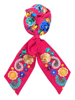 Floral Embroidered Scruchie Bow