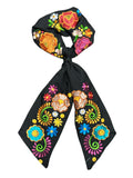 Floral Embroidered Scruchie Bow