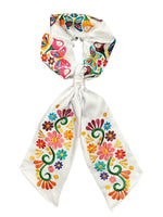 Floral Embroidered Scruchie Bow