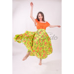 Mexican Folklorico Lime Green Floral Skirt