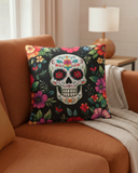 Sugar Skull Colorful Day Of The Dead Pillow Cover