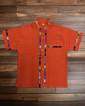 Boys Guayabera Coralllo Burnt Orange