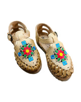 Mexican Girl Flower Leather Sandals