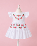 Mexican White Dress with Cute Floral Embroidery for Toddlers