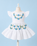 Mexican White Dress with Cute Floral Embroidery for Toddlers