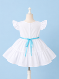 Mexican White Dress with Cute Floral Embroidery for Toddlers