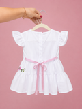 Mexican White Dress with Cute Floral Embroidery for Toddlers