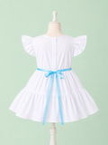 Mexican White Dress with Cute Floral Embroidery for Toddlers