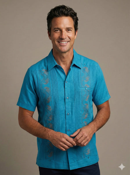 Men’s Blue Linen Guayabera Laguna