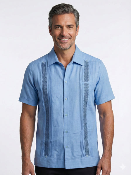 Men’s Light Blue Linen Guayabera Puerto