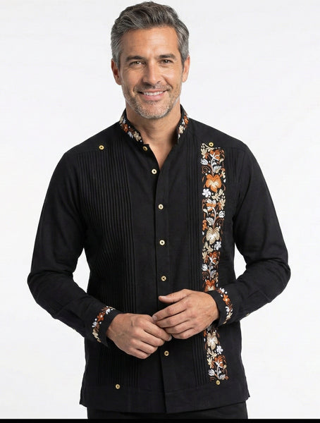 Men's Guayabera Morelos Black Brown