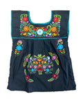 Flora Embroidered Sleeveless Blouse Black