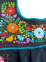 Flora Embroidered Sleeveless Blouse Black