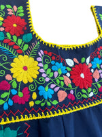 Flora Embroidered Sleeveless Blouse Navy